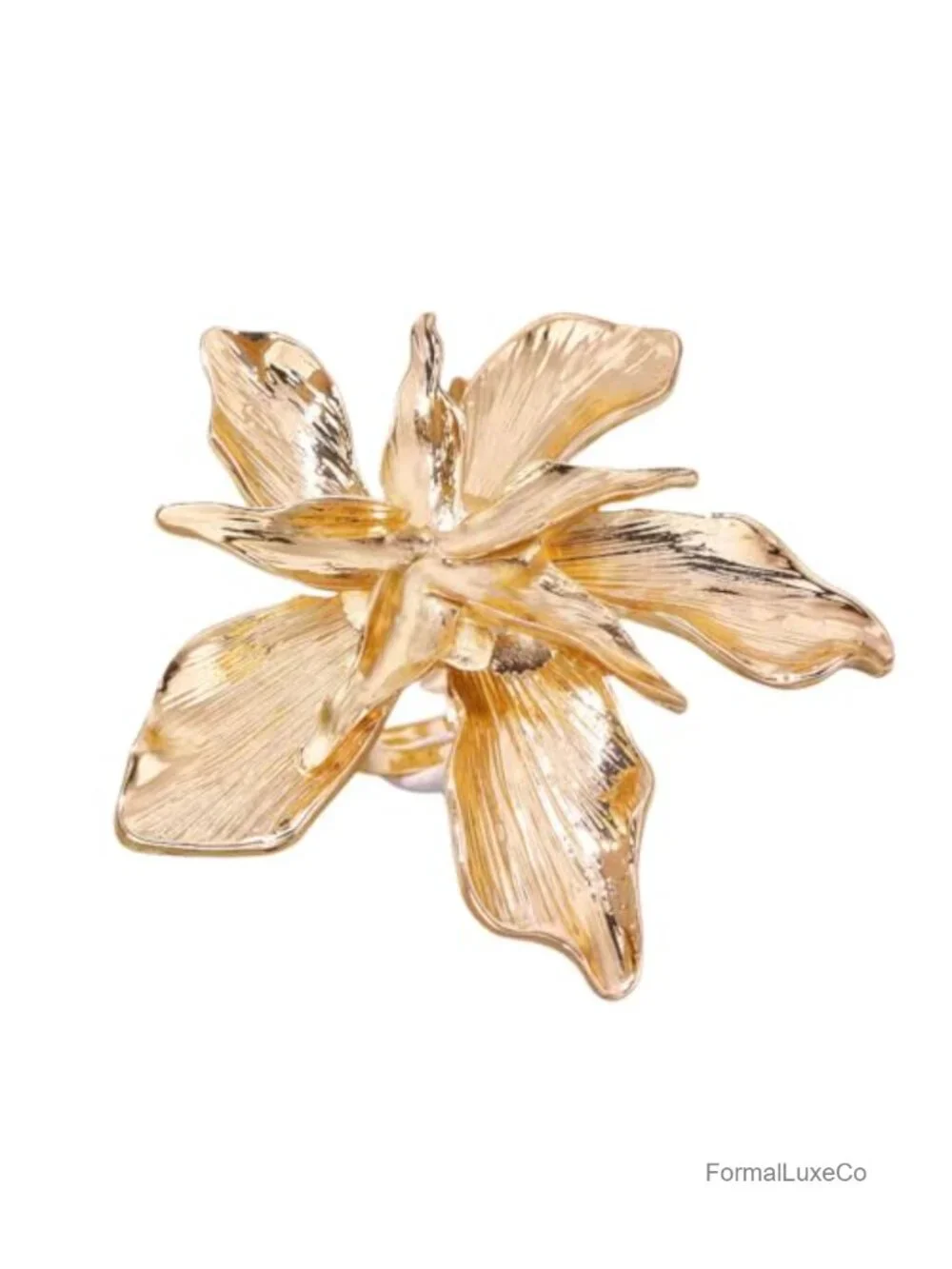 Oversized 3D Floral Statement Ring for Women Adjustable